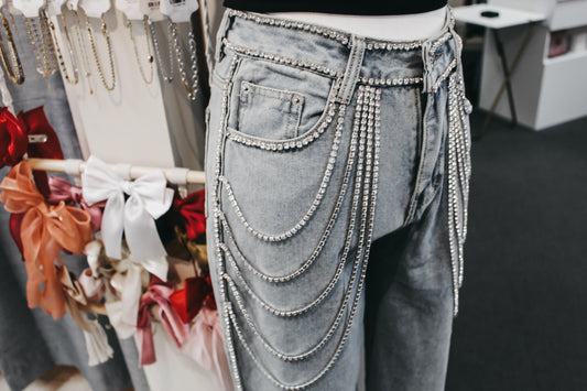Rhinestone Chain Jeans