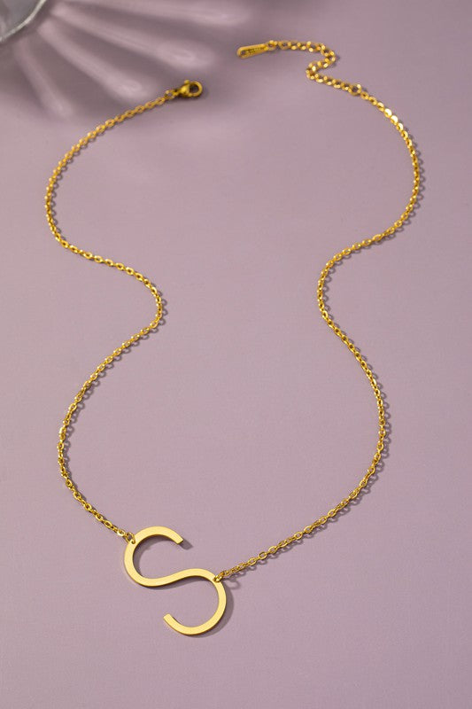 Large Initial Necklace (Stainless Steel)