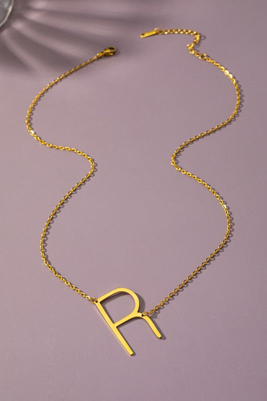 Large Initial Necklace (Stainless Steel)