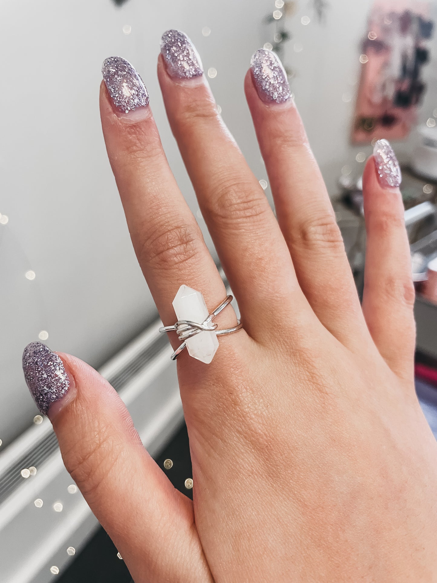Adjustable Clear Quartz Ring