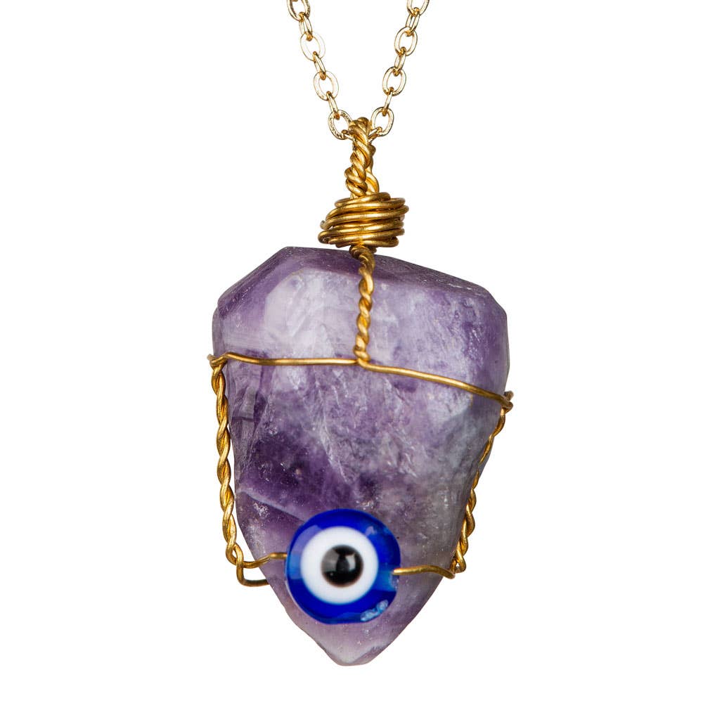 Amethyst Evil Eye Necklace