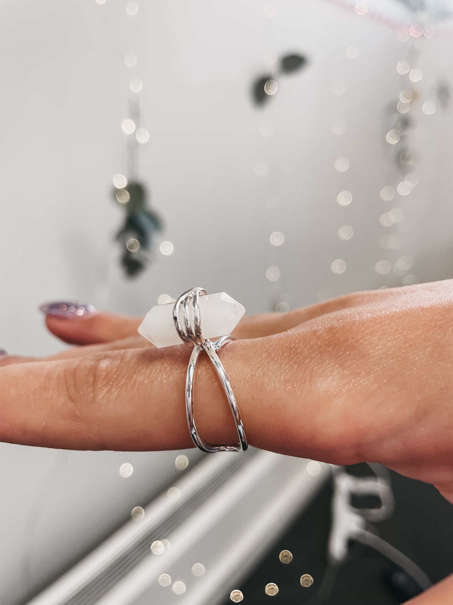 Adjustable Clear Quartz Ring