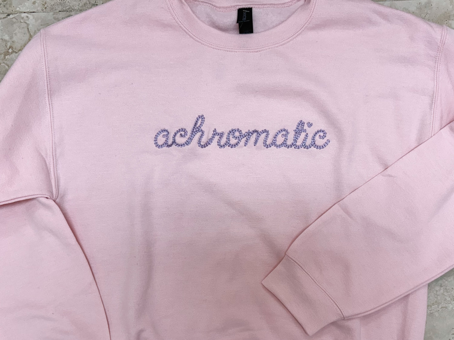 Achromatic Crewneck (Pink Cursive)