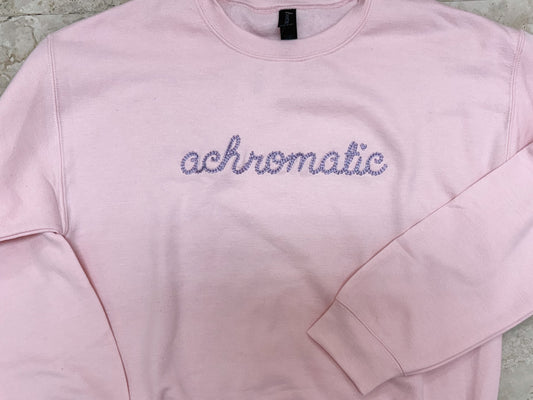 Achromatic Crewneck (Pink Cursive)
