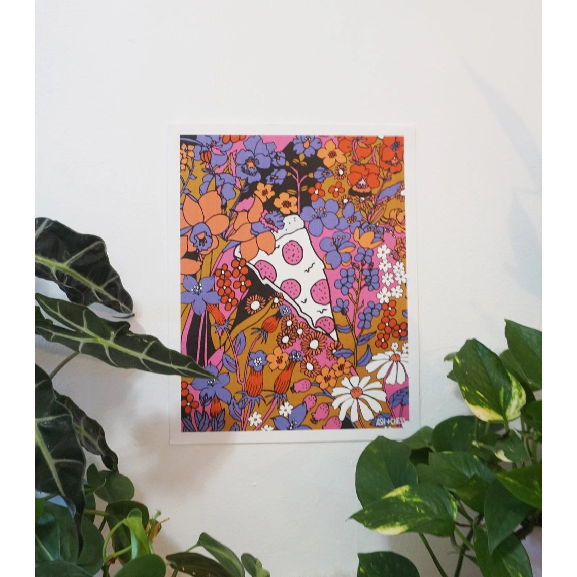 Floral Pizza Art Print