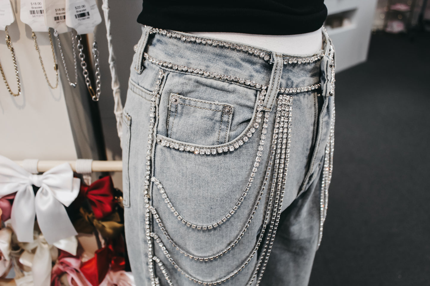 Rhinestone Chain Jeans
