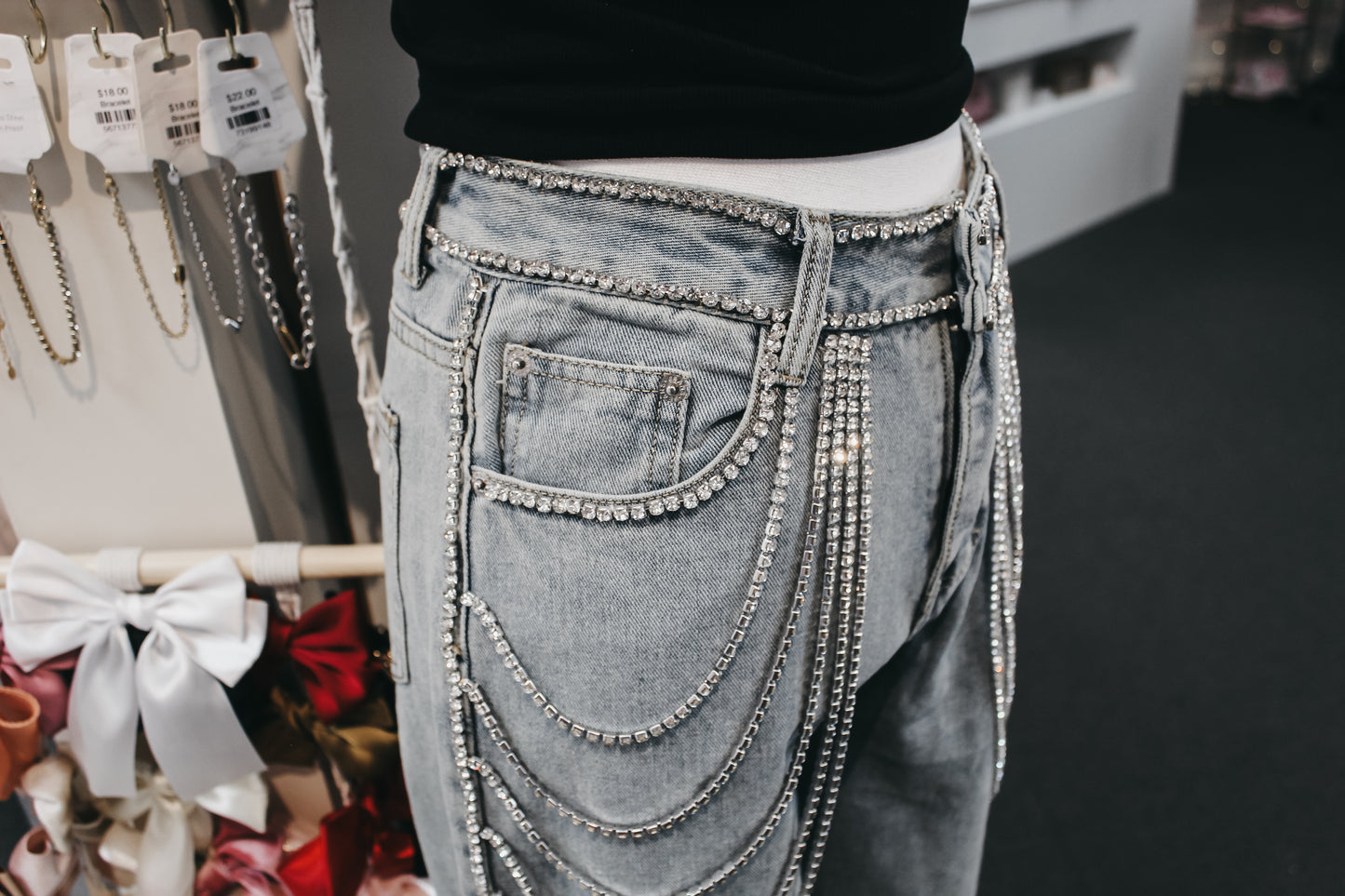 Rhinestone Chain Jeans