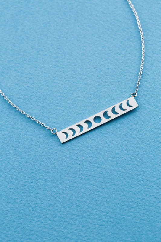 Lunar Phase Bar Necklace (Stainless Silver)