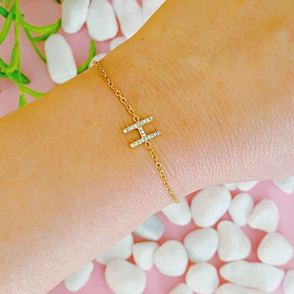 Dainty Sparkle Initial Bracelet (Stainless Steel)