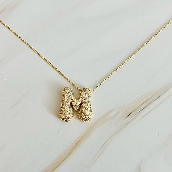 Crystal Bubble Initial Necklace