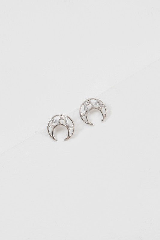 Crescent Stone Earrings (Stainless Steel)