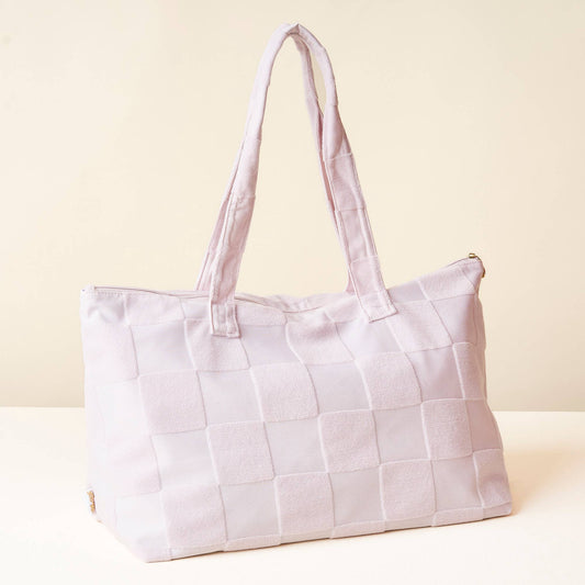 Terry Tote-Purple Check
