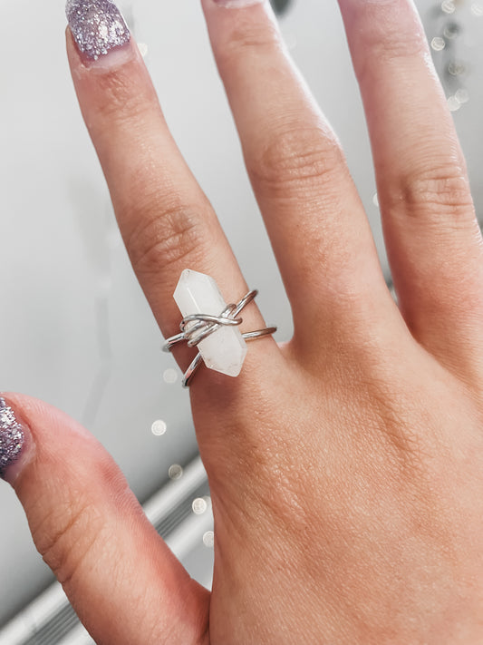 Adjustable Clear Quartz Ring