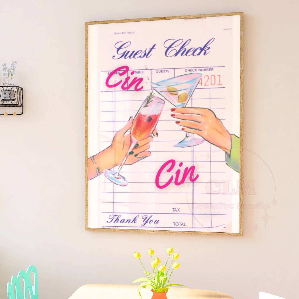 Cocktail Cheers Guest Check Wall Art