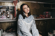 Load image into Gallery viewer, Glitter Fringe Denim Jacket