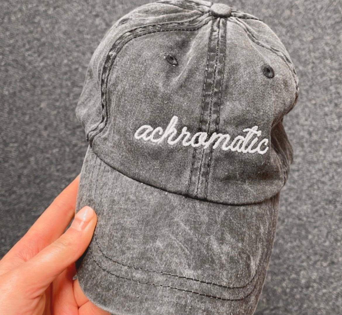 Achromatic Embroidered Hat